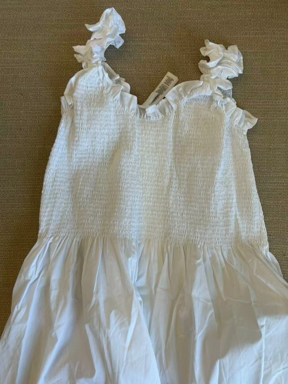 NEW Skims Mini Smocked Dress Medium Snow White - Picture 9 of 10